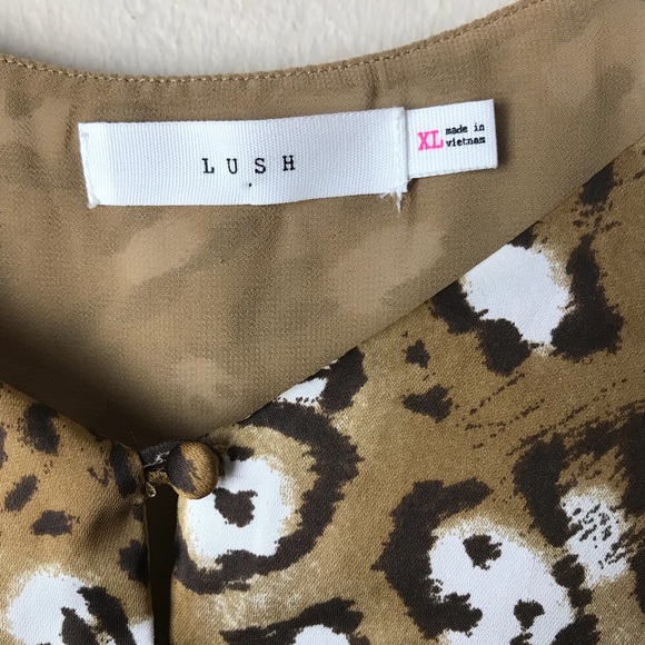 Lush leopard print satin button front swing  top - Picture 5 of 6